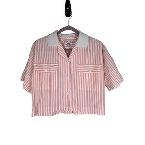 Chaus Striped Top M Pink Preppy Hipster Retro Classic Chic Colorful Funky 70s